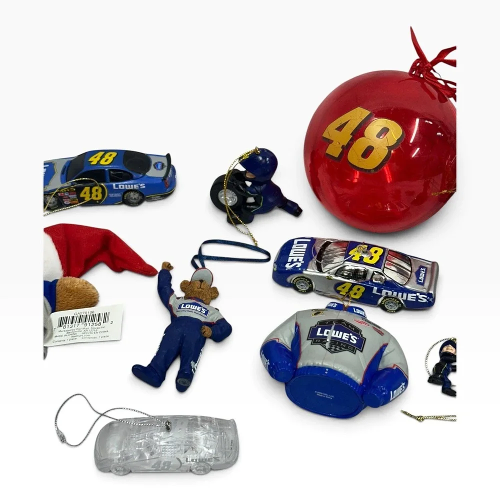 Jimmie Johnson #48 Lowe's NASCAR Christmas Ornament Lot Stocking Bear 15 Pc